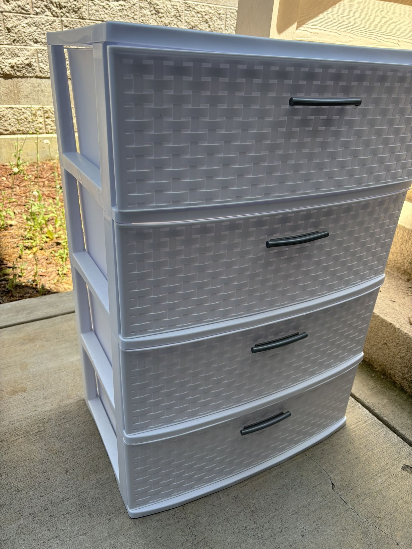 Sterilite Plastic 4 Drawer Wide Weave Tower White (Qty 2)