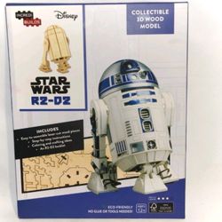 Star Wars R2-D2 Droid Figure 3D Laser-Cut Wood Model Kit and Deluxe Book SEALED