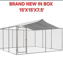 Brand new in box! XXL dog kennel Galvanized chain link dog cage w/ all weather roof covered tarp corral de mascota