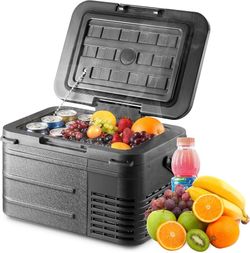 12v Refrigerator 11 Quart, -4°F-68°F Electric Cooler for Car Portable Freezer with 12V/24V DC 100-240V AC, No Ice Needed, 45dB Quiet Portable Freezer 