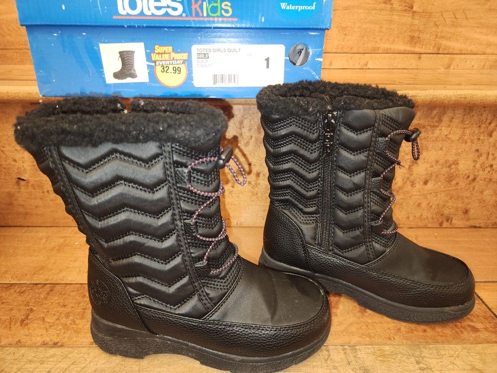 Totes Kid waterproof quilt winter boots size 1