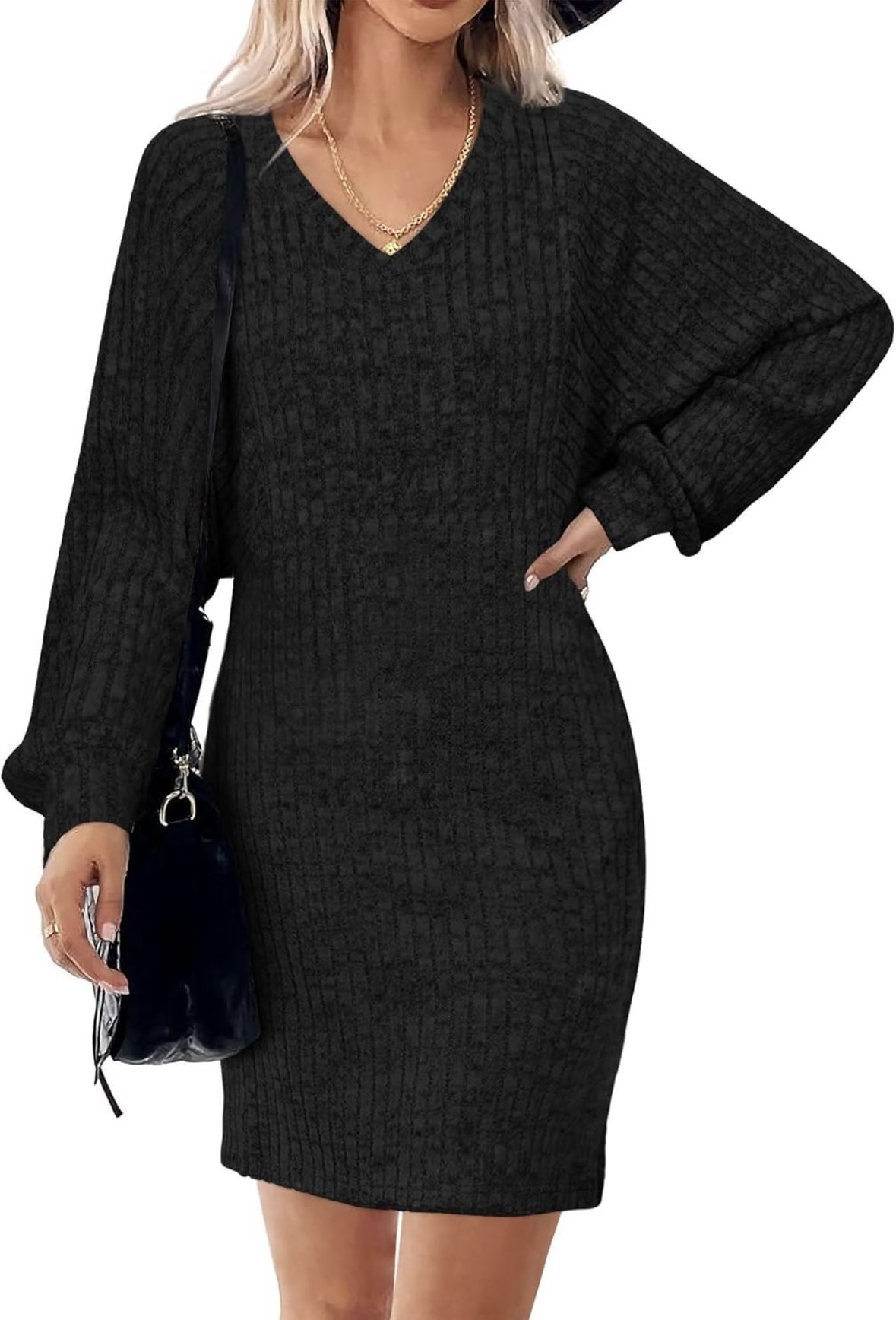 Women’s Long-Sleeved Ribbed Knit Dress