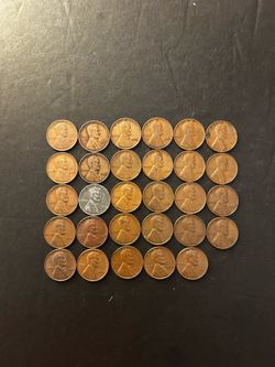 Coins – Lincoln pennies – 1930P thru 1958P – final 29 years of Philadelphia wheat pennies - Total 29 coins