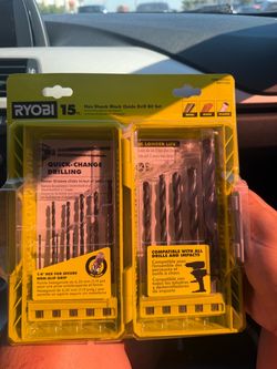 Ryobi 15 pc hex shank black oxide drill bit set