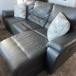 Electric Authentic Gray Leather Sectional 