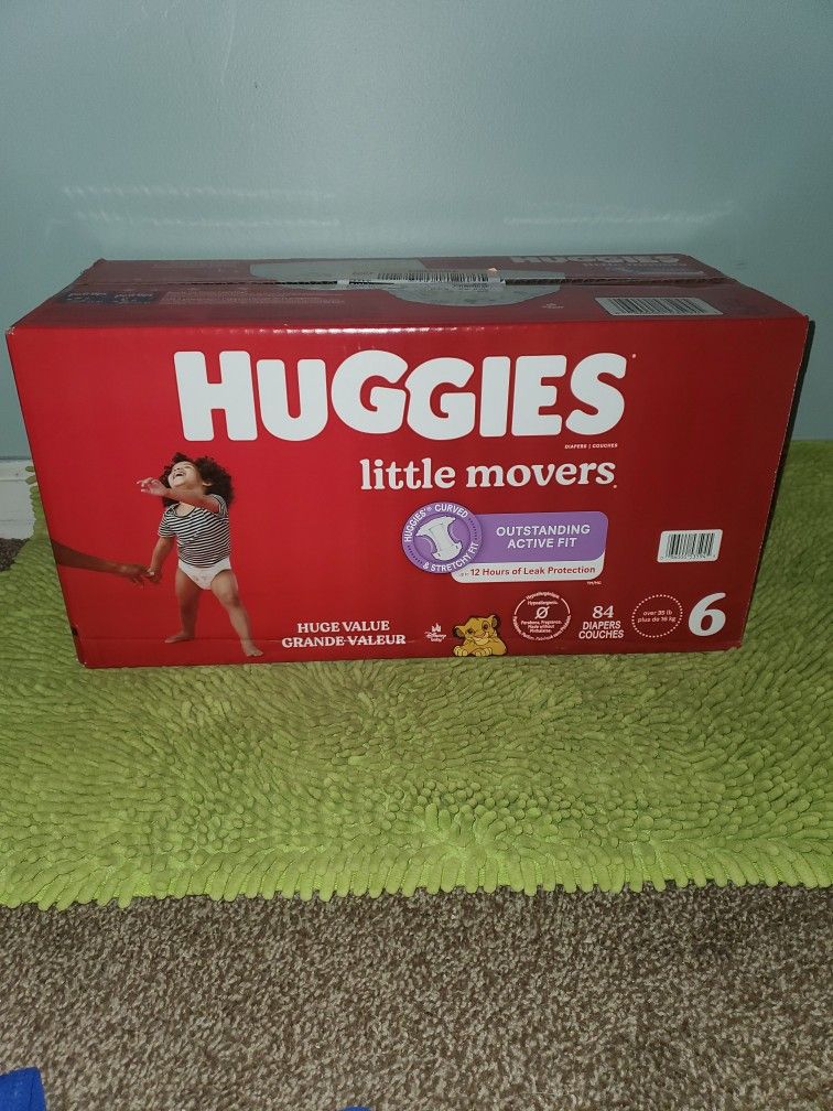 Box 84 Diapers Huggies Little Movers #6