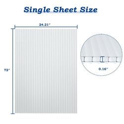 Aoodor Polycarbonate 72'' x 24'' Greenhouse Panel, UV Protected, Reinforced Clear Sheets