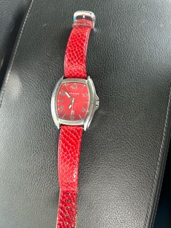 Prague Watch Red Dial Leather Strap