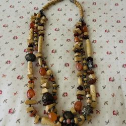Vintage Stone Bead Multi Strand Necklace Vintage Statement Necklace U