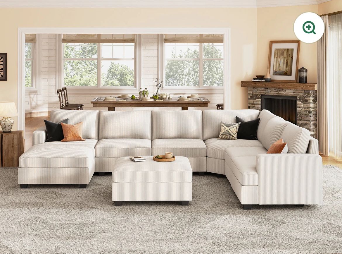 HONBAY 8-Piece Polyester Modular Sleeper Sectional With Storage Space in Beige, HB-0425, Like New, Perfect Condition Honbay, HONBAY 8-Piece Polyeste