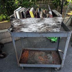 Vintage HALLOWELL Industrial Cart on wheels