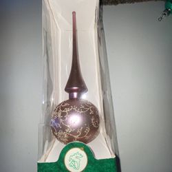 Vtg Krebs Glas Lauscha German Hand Blown Glass Tree Topper Pink