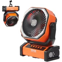 569#Portable Fan Rechargeable 9 inch, Battery Powered Fan with LED Lantern, 4 Speeds Adjustable & 45°/90°Automatic Swivel & Timer , USB Battery Operat