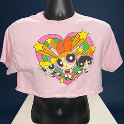 The Powerpuff Girls Cropped T-Shirt Size M Cartoon Network 90s Y2K Style