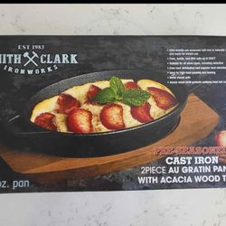 Smith Clark Ironworks Cast Iron AU Gratin Pan Set 26oz 9 Inch Skillet