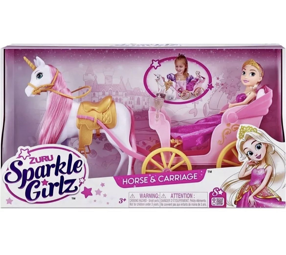 Zuru Sparkle Girlz Big Princess Doll And Unicorn Horse & Carriage-NEW In Box