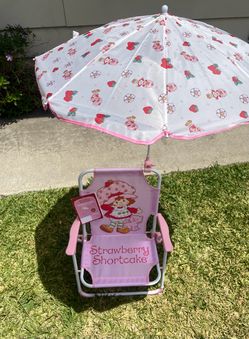 Strawberry Shortcake Kids Umbrella Beach Chair Toddler Lawn Folding Chair