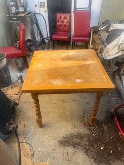 Vintage Wood Square Dining Table