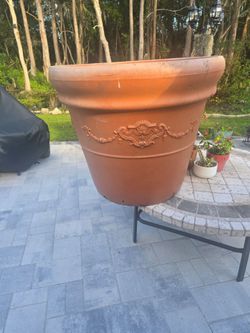 Extra Large Terracotta-Style Planter with Ornate Relief