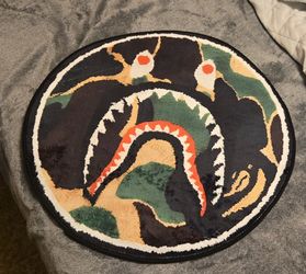 A Bathing Ape Round Camouflage Shark Face Door Mat for Adults