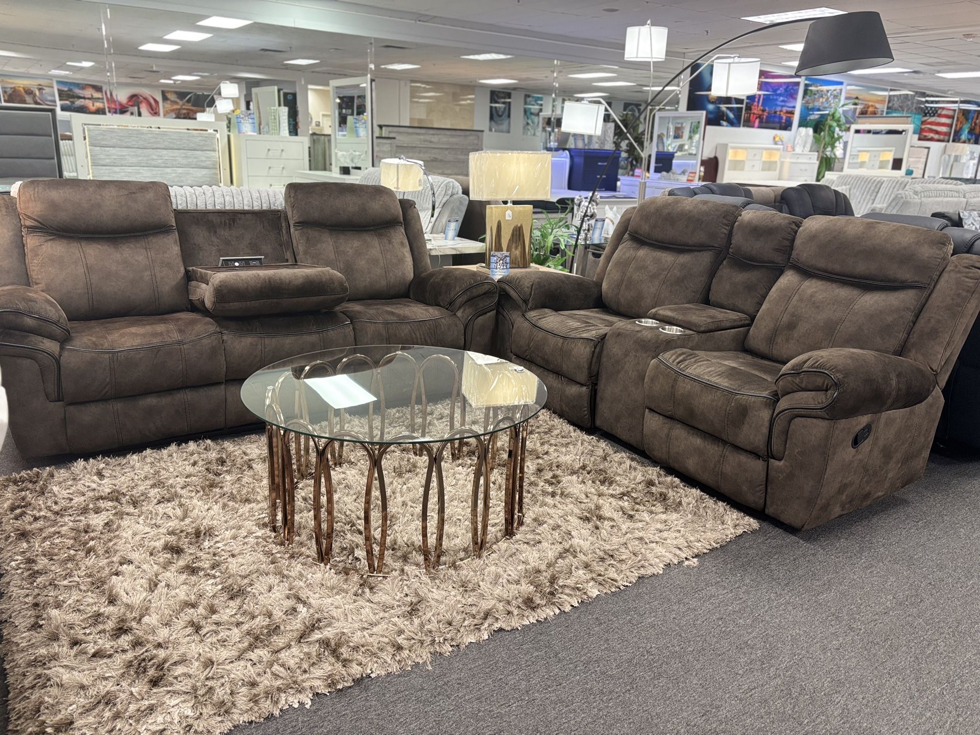 Brown Microfiber Sofa & Loveseat Set ( We Deliver) Brand New For Sale