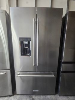 Kitchenaid French Door Refrigerator with wooden shelves
