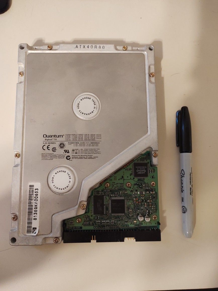 Vintage Quantum 8gb Bigfoot Tx 5.25 Ide Hard Drive