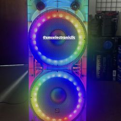 Professional Dual 15" Bluetooth Party Speaker w/360 light show 