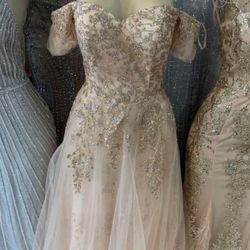 rose gold prom dress