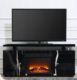 Brand New Black 59 TV Stand w Fireplace