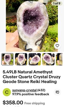 5.49LB Natural Amethyst Cluster Quartz Crystal Stone