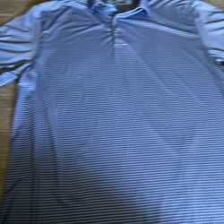 Performance Blue White Geometric Polo Short Sleeve Men’s Size L