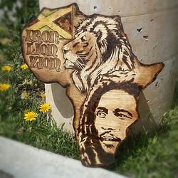 Bob marley hand burned africa art