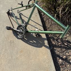 Steel Bike Frame w/ Crank & Rear Derailleur – Project / Parts