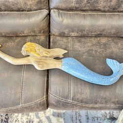 New Large Handcrafted Carved Mermaid 