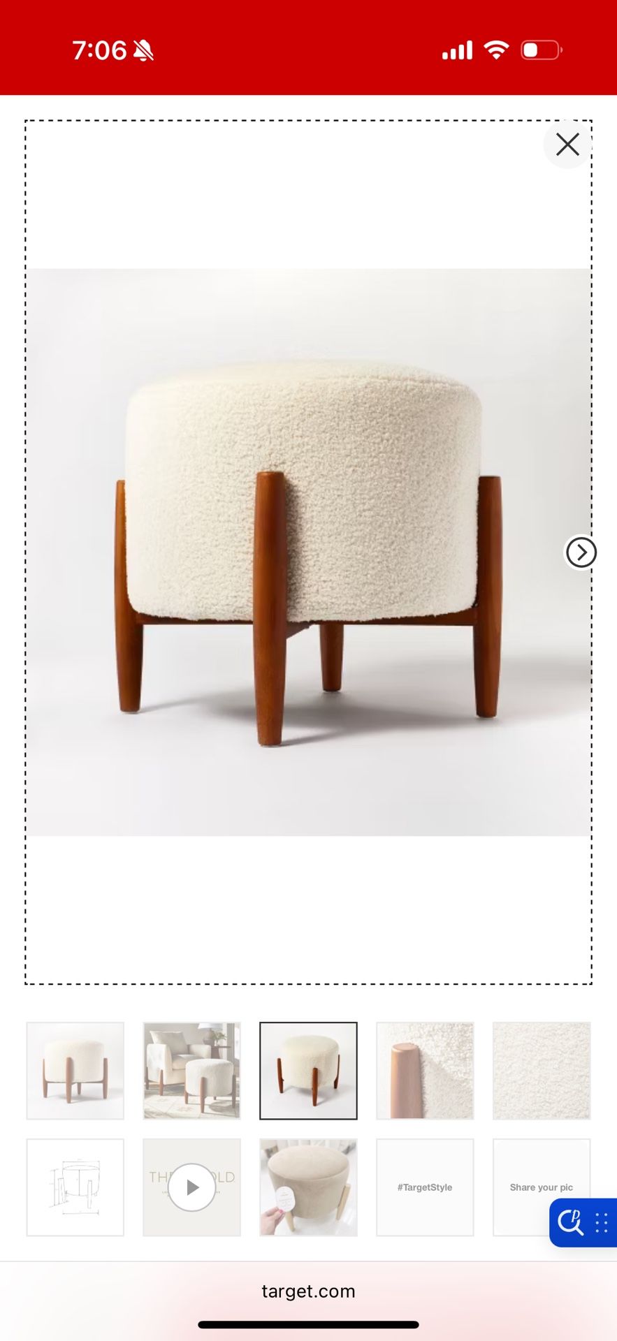 White Boucle Ottoman-Threshold Brand From Target