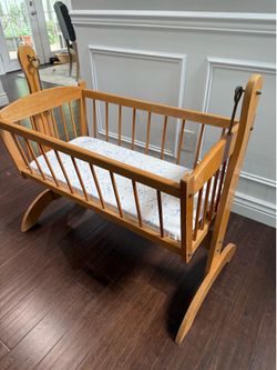 Vintage Mid-Century Wooden Rocking Baby Cradle Bassinet – Local Pickup Only