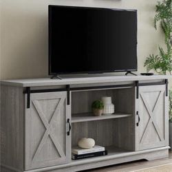 New Stone Grey 58" Sliding Barn Door TV Stand 