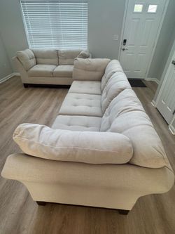 Sebring Beige Linen Sofa and Loveseat