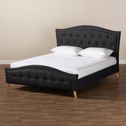 Beautiful Charcoal Fabric King Platform Bed (New In A Box)