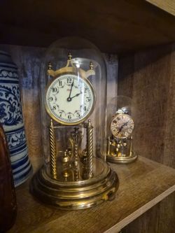 West German Anniversary Clock with Glass Dome
