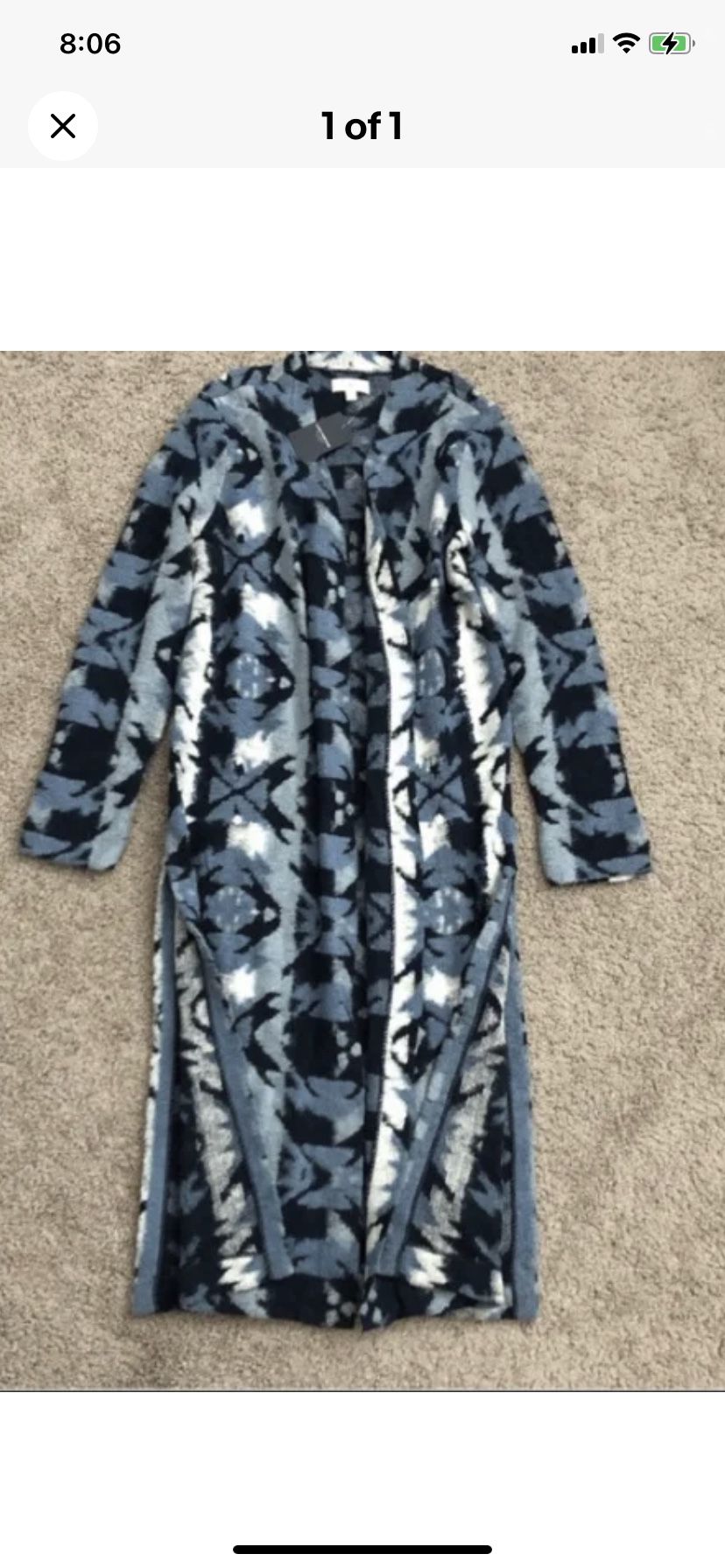 Lucky brand New With Tag Aztec Sweater Coat Duster Small