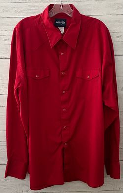 Wrangler Men’s Red Western Style Long Sleeve with Pearl Snap Buttons Size XXL