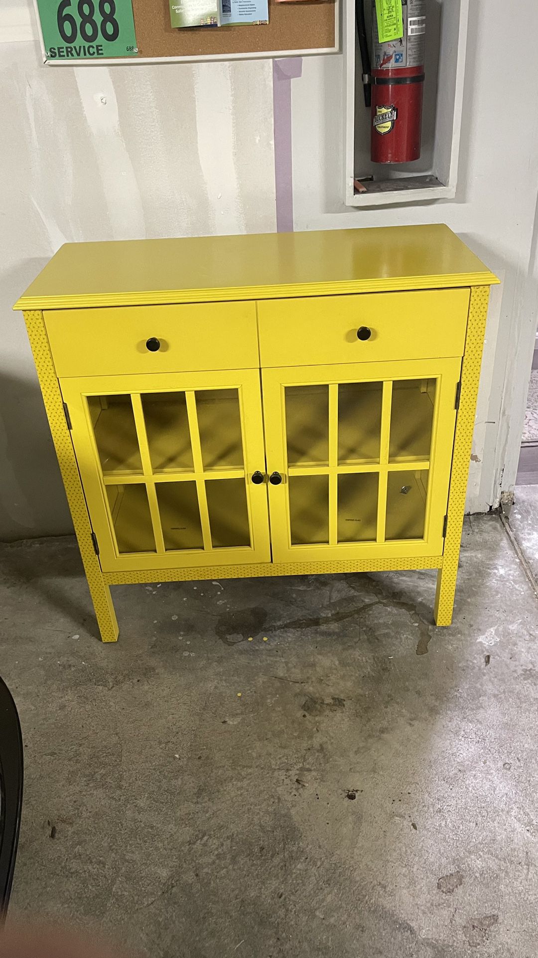 Glass door cabinet With Sliding drawer
