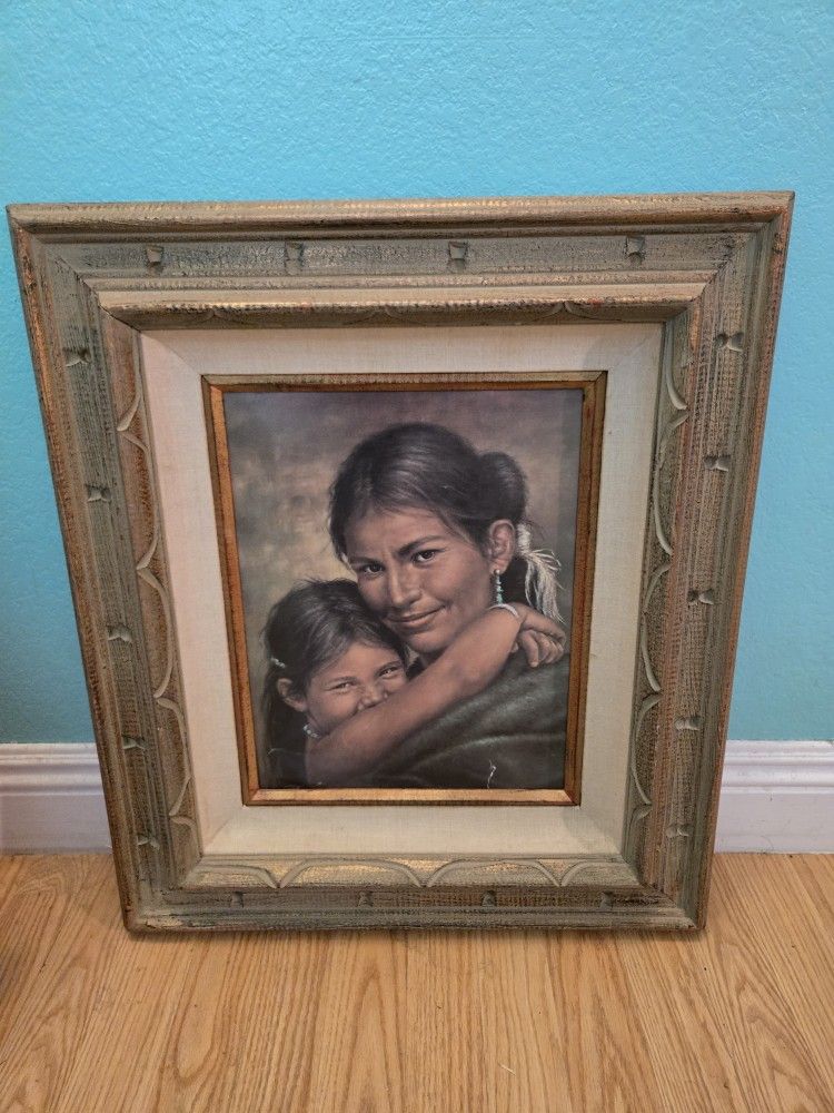 Beautiful Anerican Indian Painting Picture..size 24x21..Great For Southwestern Decor..