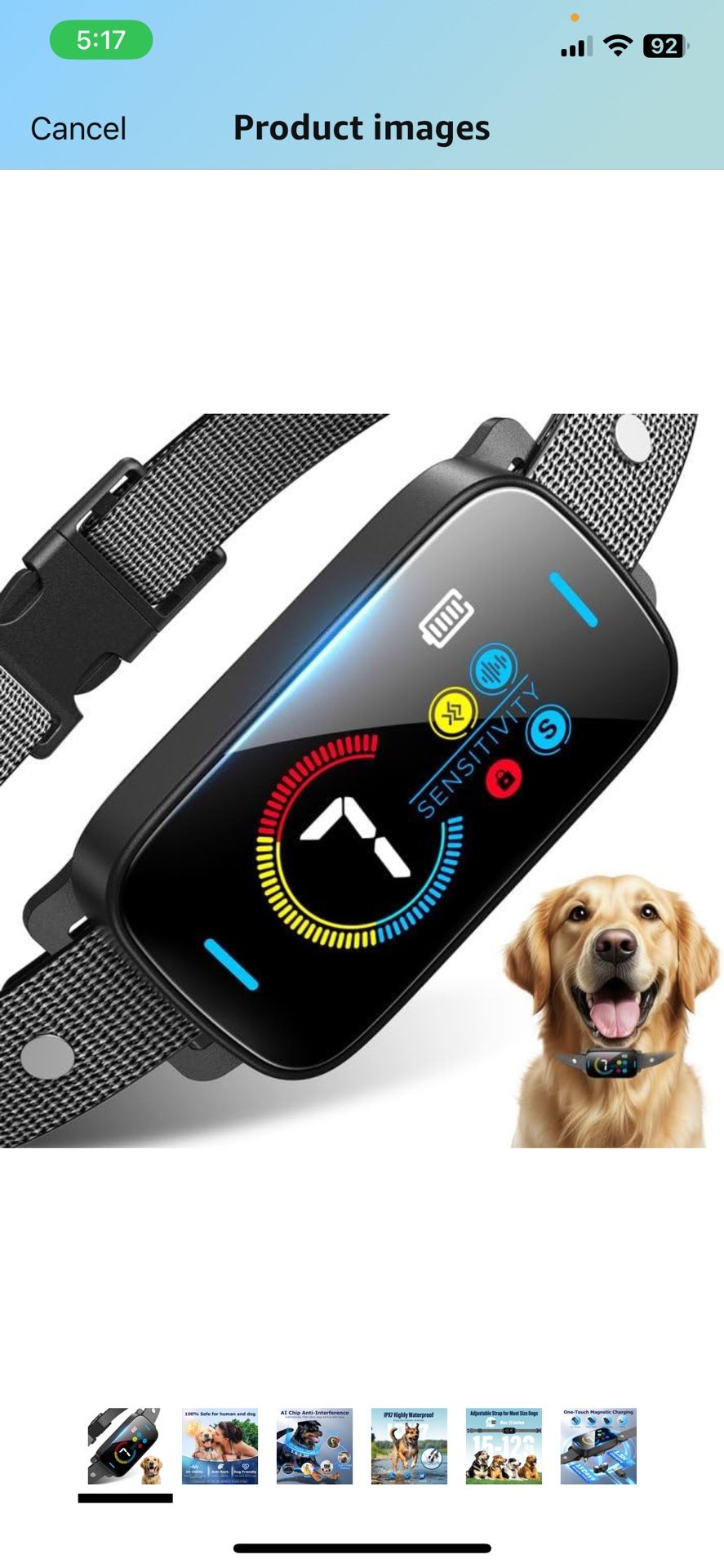 Bark Collar for Large Medium Small for Dogs Smart Automatic Ultrasonic - Rechargeable Anti Barking Training Collar with Waterproof Vibration and Beep