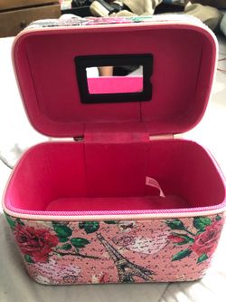 Floral Paris Print Makeup Train Case