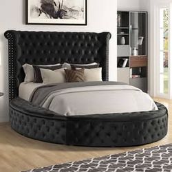 Black Round Storage Bed - c