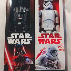 2x Star Wars Darth Vader & Stormtrooper 12" Action Figures