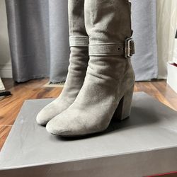 Vince Camuto Damefaris Block Heel Bootie Gray Suede Size 6M
